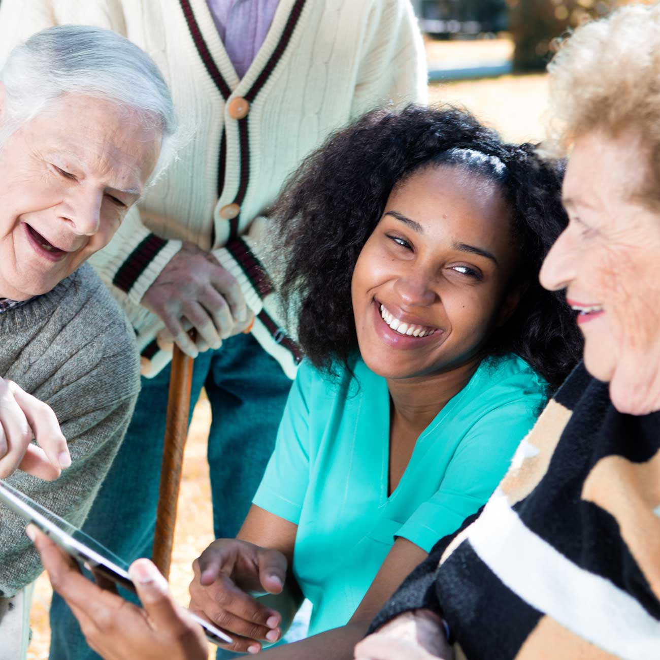 Personal aide providing joyful companion care in Brooklyn, engaging seniors in conversation and community-based in-home support throughout New York City.